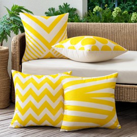 JOTOM Set of 4 Outdoor Cushion Covers, Decorative Waterproof Cushion Cover, Geometric Cushion Covers, Sofa Cushion, Decorative Cushion Cover for Living Room, Bedroom, Garden Decoration (45 x 45 cm