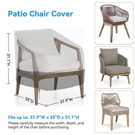 Patio Chair Covers - Heavy Duty and Wproof Outdoor Lawn Patio Furniture Covers, Lounge Deep Seat Cover (37.9"W x 35"D x 31.1"H Black & Gray)