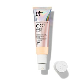 It Cosmetics CC Cream Nude Glow con Protector Solar FPS 40 + Suero Iluminador – Base de maquillaje con Niacinamida, Ácido Hialurónico, Cobertura Alta,