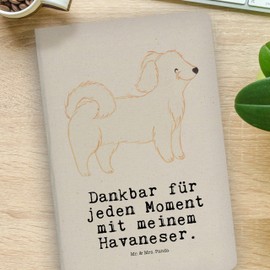 Mr. & Mrs. Panda DIN A4 Baumwoll Notizbuch Havaneser Moment - Geschenk, Kladde, Hund, Bichón Habanero, Tagebuch, Skizzenbuch, Notizheft, Welpe,