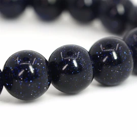 Synthetic Blue Goldstone 8mm Round Beads Stretch Bracelet 7" Unisex