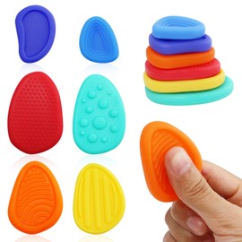 Sensory Fidget Toys, 6Pack Textured Worry Stone Sensory Toys for Kids with Autism, Quiet Fidget Toys for Classroom, Anxiety Relief Sensory Toys for Kids and Adults