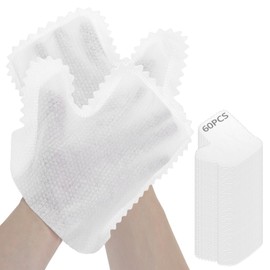 QWORK White Microfiber Dusting Gloves, 60 Pieces Dusting Mitt, Wipes Feather Dusters, Dual-Sided Disposable