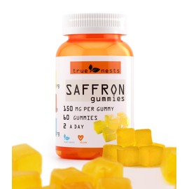 True Nests Saffron Gummies – Vegan & Non-GMO, Premium Saffron Extract, Delicious Herbal Flavor, Supports Mood, Focus, and Energy Vitality, Perfect for Daily Wellness, 60 Count