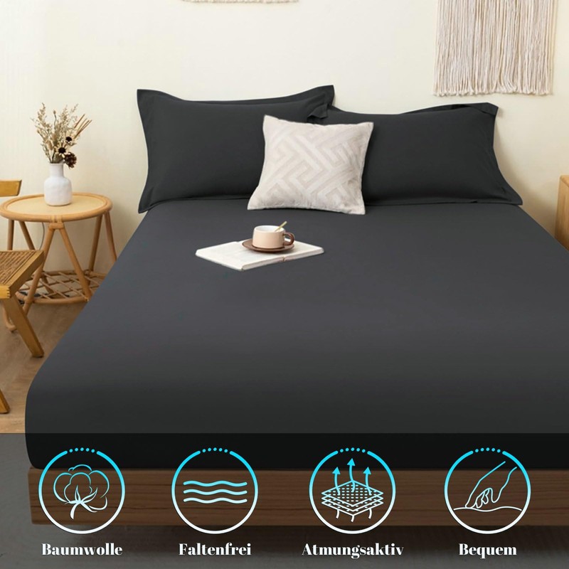 Daesar Fitted Sheet Box Spring Bed 180 x 220 cm,