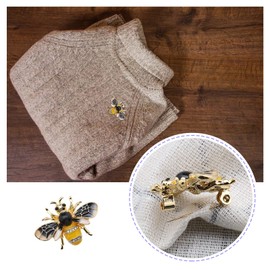 2 Pieces Bee Brooch with Rhinestone Alloy Beautiful Brooch Decorative Accessories for Clothing Jumper Jacket Decoration for Women Girls Ladies, Metal
