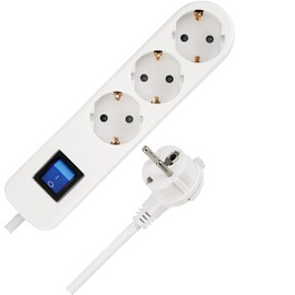 REV ICE Steckdosenleiste, 3-fach Steckdose, Mehrfachsteckdose 3fach, 1,4m, max. 3500W, weiss