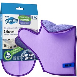persik Pure-Sky Ultra Microfiber Cleaning Glove – JUST ADD Water No Detergents Needed - 2-in1, Combination for Glass and Multipurpose – Streak Free Magic Window Polishing Glove - Removes Stains, Dust