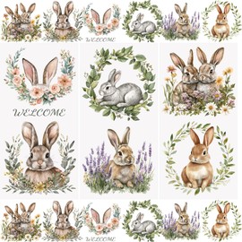 WANDIC 3 Pieces Easter Stickers, Rub On Transfer Stickers, Rabbit Pattern Animals Rub On Stickers for DIY Scrapbooking Photo Albums Furniture