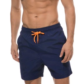Qrity Men's Swimming Shorts, Swimming Trunks, Men's Boys Swimming Shorts, Men's Beach Shorts with Pockets, Swimming Quick-Drying, Beach Shorts, Adjustable Drawstring, navy, L