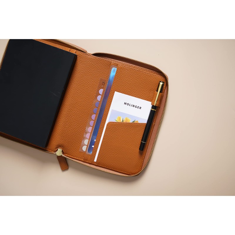 Moterm Zip Leather Case for Stalogy B6 Planner (Pebble Burnt