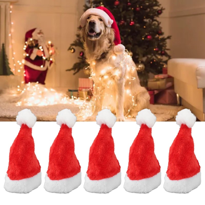Fockety 5 Gorros de Papá Noel para Perro, Gorro de