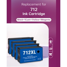 Compatible 712 Ink Cartridge Combo Pack Replacement for HP 712 712XL 712 XL Ink for DesignJet T650 T630 T230 T210 & Studio Plotter Printers (3ED71A 3ED69A 3ED68A 3ED67A, 4-Pack)