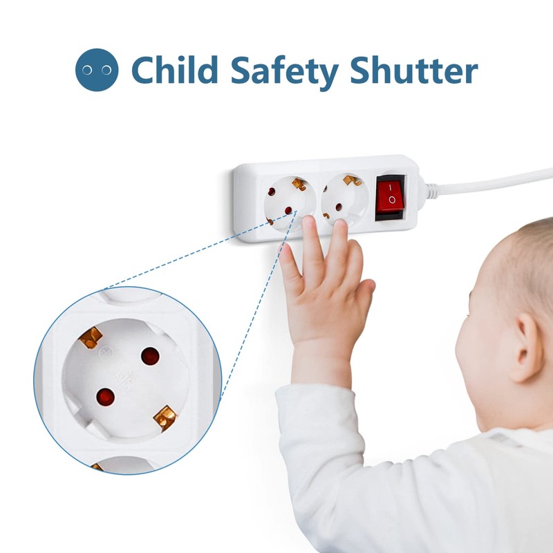 Aigostar Steckdosenleiste 2-fach mit Schalter Tischsteckdose Kindersicherung 3g1.0m㎡ 1.5 m