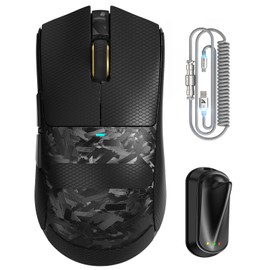 ATTACK SHARK X11 Ultra Carbon Fiber Wireless Gaming Mouse,8K Polling, PAW3950MAX Gaming Sensor,63g Ultra-Lightweight,Nordic 54L15 MCU Chip,Wired/BT/2.4Ghz with RGB Coiled Cable-Black&Griptape