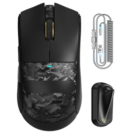 ATTACK SHARK X11 Ultra Carbon Fiber Wireless Gaming Mouse,8K Polling, PAW3950MAX Gaming Sensor,63g Ultra-Lightweight,Nordic 54L15 MCU Chip,Wired/BT/2.4Ghz with RGB Coiled Cable-Black&Griptape
