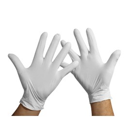 KMINA - Nitrile Gloves, White, Disposable Gloves, Latex-Free, Nitrile (100, L)