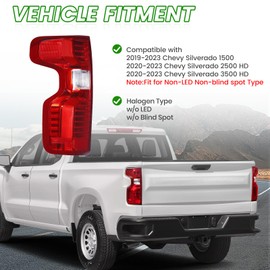 GSPSCN Driver Side Tail Light Compatible With 2023-2019 Chevy Silverado 1500 2500HD 3500HD Left Rear Taillight Brake Signal Assembly w/Bulbs and Harness Replaces 84554656，GM2800308（Halogen Model ）