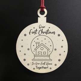 1st Christmas In Our First Home Together Wood Bauble Hanging Tree Decoration