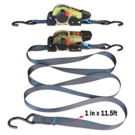 ANLULOAD Retractable Ratchet Strap(1 in x 11.5 ft),Ratchet Tie Down Strap for Motorcycles, Boats,Atvs,Utvs.W.L.L:700 Lbs/B.S:2,100 Lbs-(2 Pack)