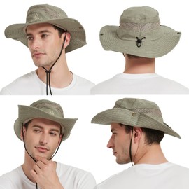 UV Protection Sun Hat Men's Cotton Summer Hat Outdoor Fishing Hat Bush Hat Garden Hat Foldable Safari Hat Wide Brim Hiking Hat Boonie Hat Women, A1# khaki