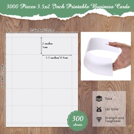 Outus 3000 Pcs Blank Printable Business Cards 180 GSM White Mini Note Index Perforated Card Stock Compatible with Laser and Inkjet Printer Double Sided Printing Matte White Paper 10 Cards, 2" x 3.5"
