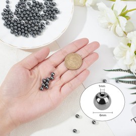 OLYCRAFT 420pcs 6mm Natural Hematite Beads Gemstone Black Round Bead Strand Non-magnetic Hematite Bead for Necklaces Bracelets Jewelry Making DIY Crafts