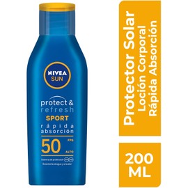 Protector Solar Corporal NIVEA SUN Protect & Refresh - 200 ml | Resistente al agua y al sudor, FPS 50, loción no grasa para todo tipo de piel