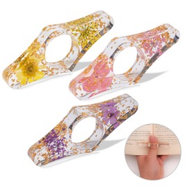 3 Pieces Book Page Holder-Dried Flower Resin Thumb Book Holder-Handmade Resin Holders Light Weight Book Opener Bookmarks Book Reading Accessories for Teachers Book Lovers (Stylish Style)