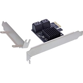 InLine PCIe Interface Card, 4X SATA 6Gb/s, Hot Swap, NCQ, Marvell Chipset, for SSD and HDD Expansion, Compatible with PCIe x1-x16, 76617M