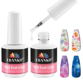 EBANKU 30ML Nail Foil Glue for Nail Art, Foil Transfer Gel Nail Foil Transfer Nail Art Glue Soak Off LED Lamp Required Nail Art Manicure DIY Enthusiasts for Women