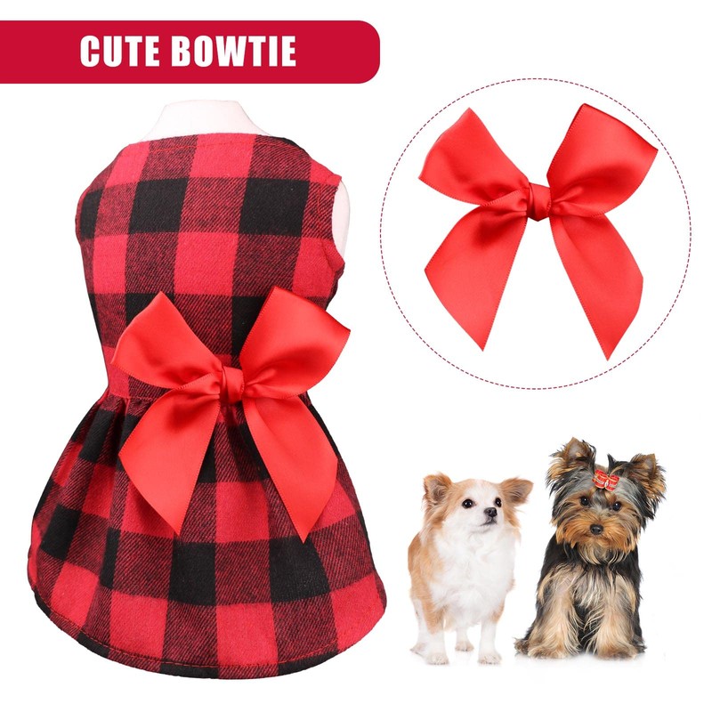 Buffalo Plaid Dog Dresses - Cute Bowtie Cat & Dog