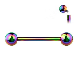 Pierced Owl - 14G G23 Implant Grade Solid Titanium PVD Plated Internally Threaded Nipple Barbells, Sold as a Pair, Titanium, no gemstone