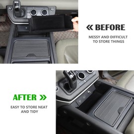 YIWANG For Land Rover Defender 90 110 2020-2022 Car Styling ABS Black Car Central Storage Box Phone Box Car Accessories (Style A +Suede-Black)