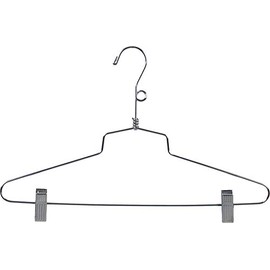 Chrome Metal Salesman Combo Hanger with Clips and Loop on Neck in 16" Length X 1/8" Thick, Box of 100
