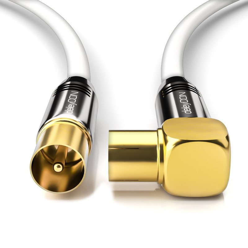 Deleycon TV Cable - Straight Plug / Socket 90° -