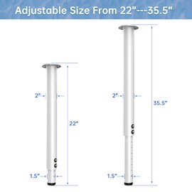 FOROIRON Adjustable Table Legs,Metal Adjustable Height Desk Legs,Adjustable Furniture Legs for Table Computer Desk Dining Table Office Desk(White) (2 pcs 22" -35.5")