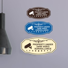 Victorian Property Under 24Hr Video Surveillance (Camera) Sign (Black/Gold) - Small