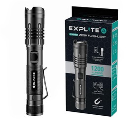EXPLITE Rechargeable Zoom Flashlight with Diffuser & Clip Magnetic Cap, 3-in1 USB-C cable-IP66 Waterproof, High Lumen, Super Bright Portable Handheld LED Flash Light for Camping, Emergency, Outdoor