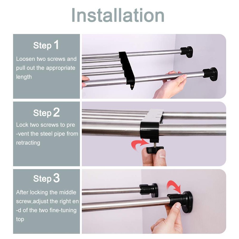 BAOYOUNI Expandable Shelf Closet Tension Rod Adjustable Shelving Unit Storage
