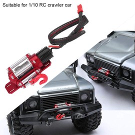 Dilwe RC Winch, 1/10 Electric Metal Model Vehicle Crawler Car Accessories with Remote Control, Electric Metal Winch, Power Switch, Receiver, Bag with Accessories