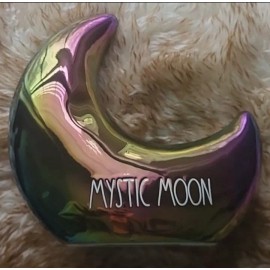Rae Dunn MYSTIC MOON Iridescent Ceramic Figural Moon Purple Green Blue Dark