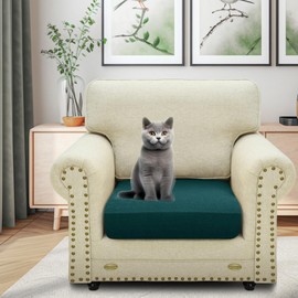 CHELZEN Stretch Sofa Seat Cushion Cover, Fitted Sofa Cushion Slipcovers, Couch Cushion Covers, Replacement for Individual Cushion Furniture Protector (1 Seater, Blackish Green)