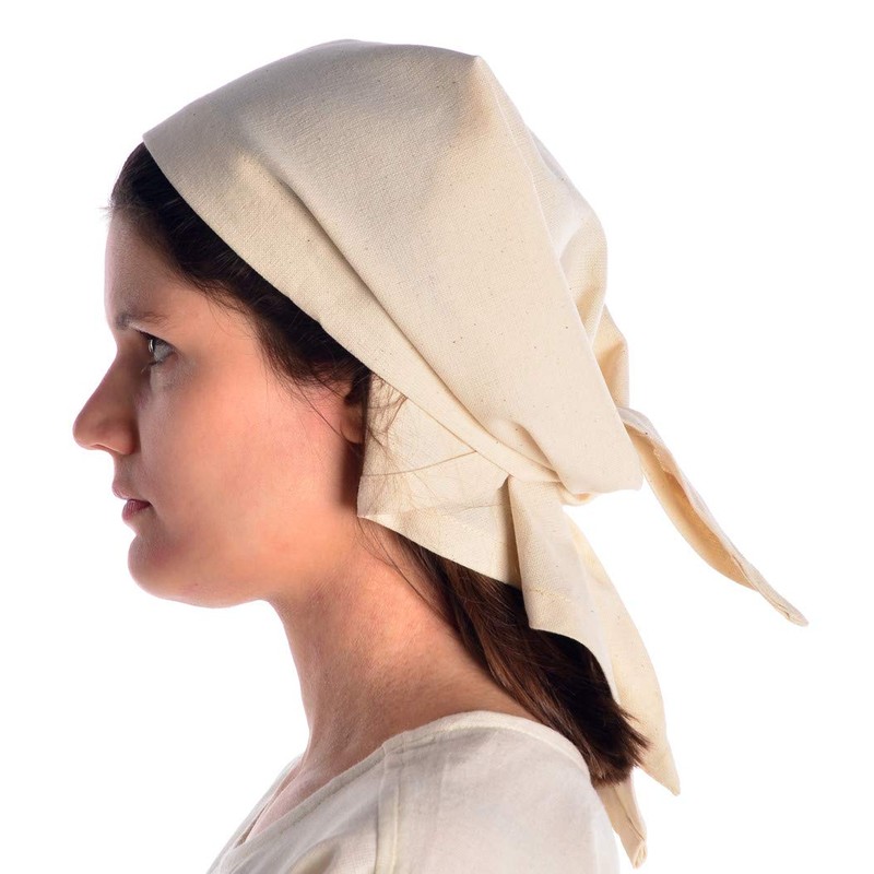 HEMAD Medieval Laudamie Cotton Headscarf, White, Beige, Black, Red, Brown,