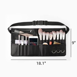 Queen Scepter Artist Professional Portable Makeup Brush Waist Bag Case Foldable Fibre Cloth Cosmetic Brush Pouch Holder Multi Pockets with Belt Strap Bag (Brushes Not Included)