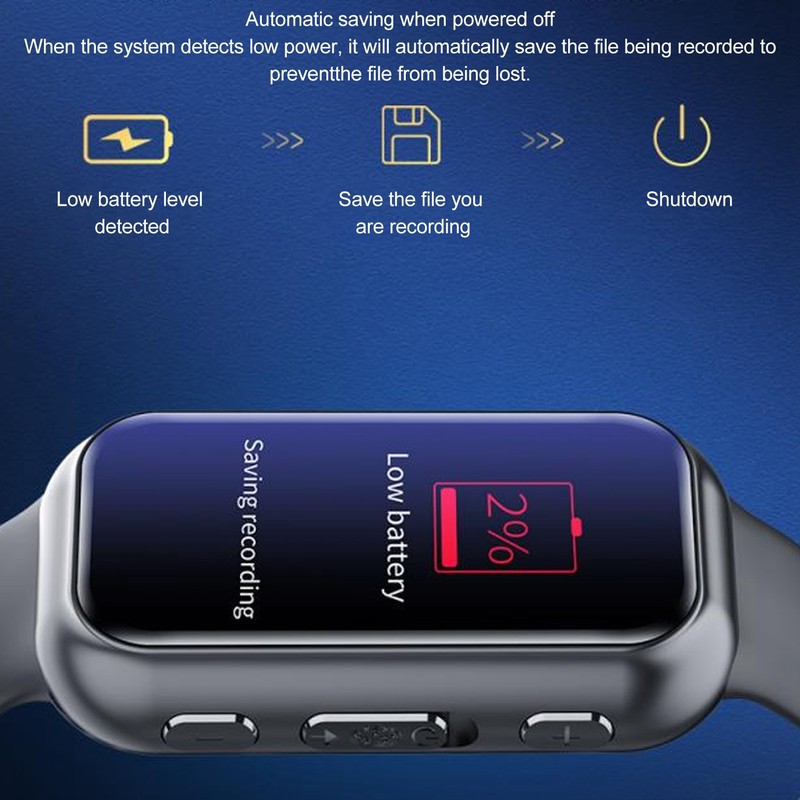 Voice Recorder Watch HD Noise Reduction MP3 Player File Encryption