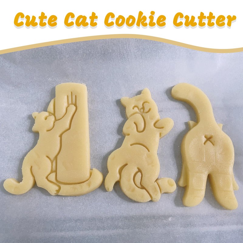 3Pcs Cat Butt Cookie Cutters, 3D Cat Cookie Cutters for