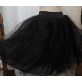 Main Street Dancewear Black  Romantic skirt Length Ballet 4 layer tulle chiffon w/attchd trunks panty - black, Ladies size small (fits 4-6 dress sizes)