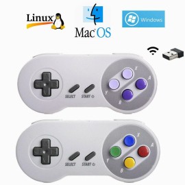 Unbranded Classic SNES Wireless USB Controller Gamepad For Windows PC MAC Raspberry Pi - 1×Purple +1×Color, 2pack