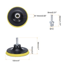 sourcing map 4 Inch Hook and Loop Sanding Disc Pads M14 Shank PP Drill Sanding Attachment, Sand Paper for Power Tools - Yellow + Black 2 Set 4pcs